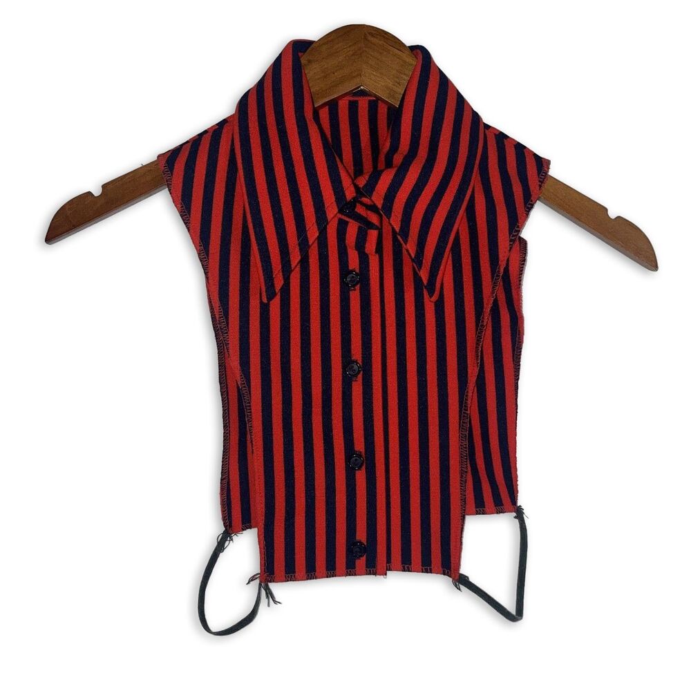 Vintage Red Navy Striped Dickie Collar Sleeveless Insert Mod Retro One Size